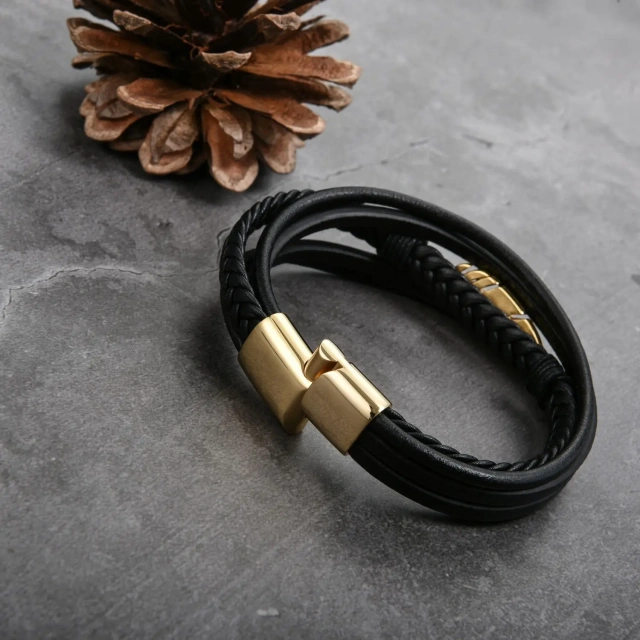Wholesale Luxury Accessories Jewelry Mens Magnetic Clasp Men Jewelry Bracelet Leather Bracelet
