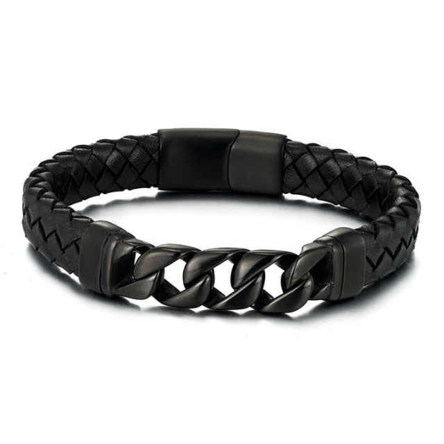 Customized Jewelry Stainless Steel Magnet Braided Bracelets for Men Leather Bracelets