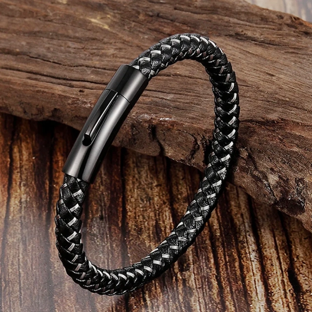Wholesale Man Accessories Simple Design Braid Stainless Steel Magnet Unisex Bracelet Homme Jewelry for Men Bracelet