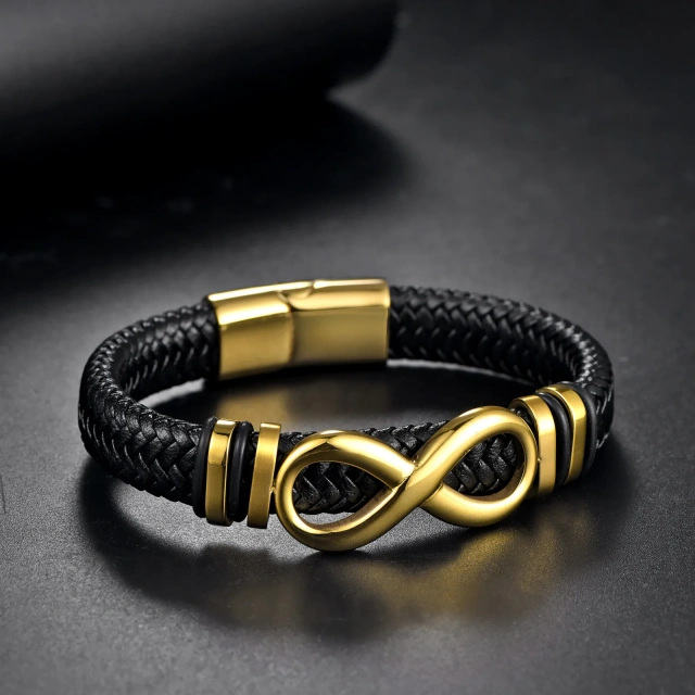 Ready to Ship High Quality Silver Black Gold Stainless Steel Leather Bracelet Custom Bracelet Man Bracelet Jewelri