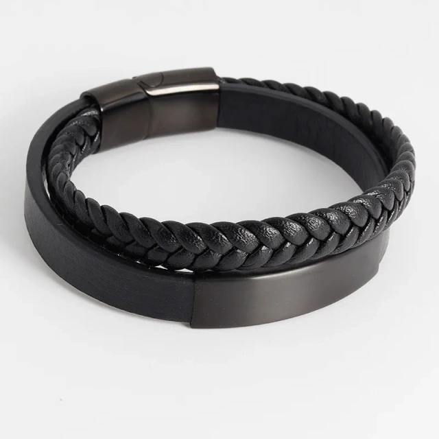 Ready to Ship Mens Fashionable Bracelet Handmade Leather 21cm Simple Bracelet Wrap Leather Bracelets