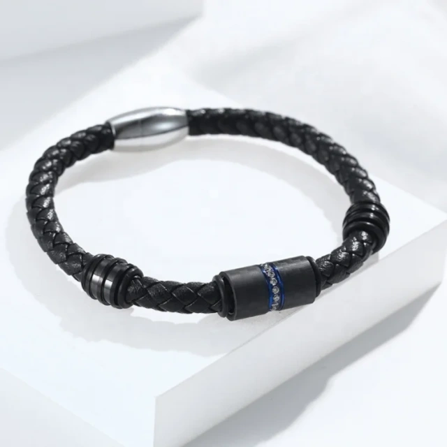 High Quality Trendy Cheap Leather Men Leather Charm Bracelet
