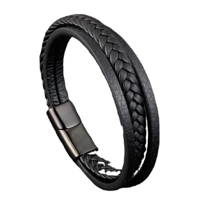 2023 Factory Customized Brown Black Bracelets Women Men Fashion Jewelry Leather Bracelet for Couple Bracelet