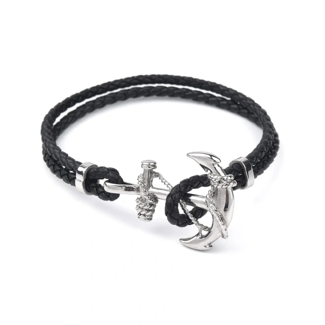 Factory Price New Men Jewelry Stainless Steel Leather String Bracelet Chain Bracelet Men Bracelet Fashion Jewelry
