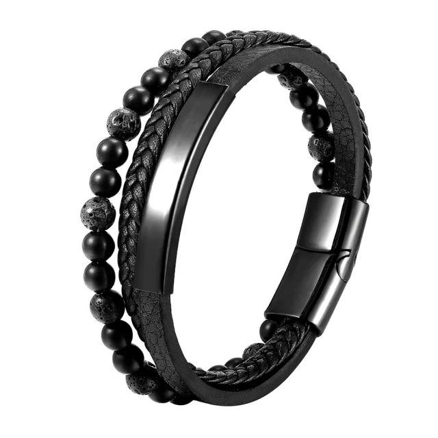 Wholesale Factory Manufacturers Sell Vintage Stainless Steel Bracelet Men Twisted Stainless Steel Men Bracelet with Stone