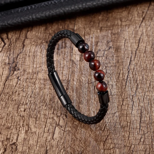 High Quality Fashion Stainless Steel Jewelry Silver Black Gold Plated Stainless Steel Bracelet for Men Leather Bracelet