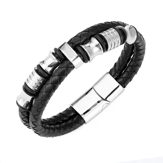 Wholesale High Quality Men's Magnetic Clasp Men Jewelry Bracelet Genuine Leather Bracelet