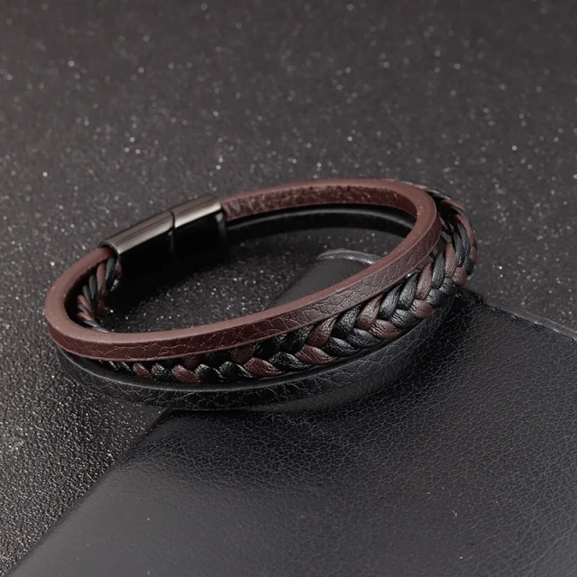 2023 Factory Customized Brown Black Bracelets Women Men Fashion Jewelry Leather Bracelet for Couple Bracelet