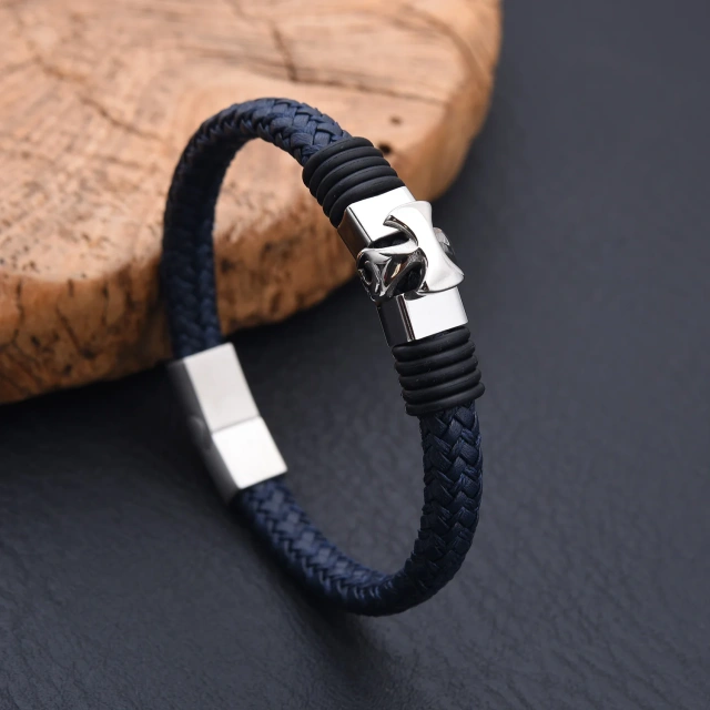 Custom New Trending Men Women Stainless Steel Jewelry Fashion Bracelet Leather Bracelet for Men Bracelet
