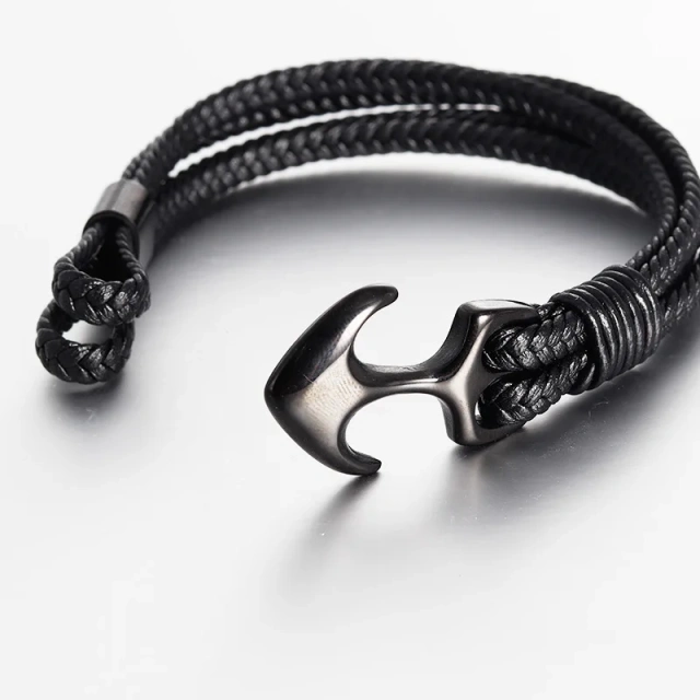New Stock Retro Simple Real Genuine Leather Bracelet Punk Rock Men Leather Bracelet