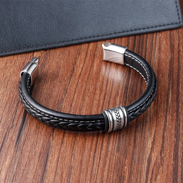 Luxury Men Leather Bracelet Supplier Directly Sell Real Leather Bracelets and Bangles Wholesales