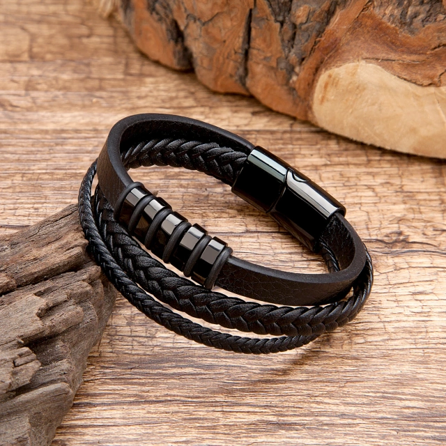 Personalized Mens Jewelry Leather Men Bracelete Braided Leather Bracelet