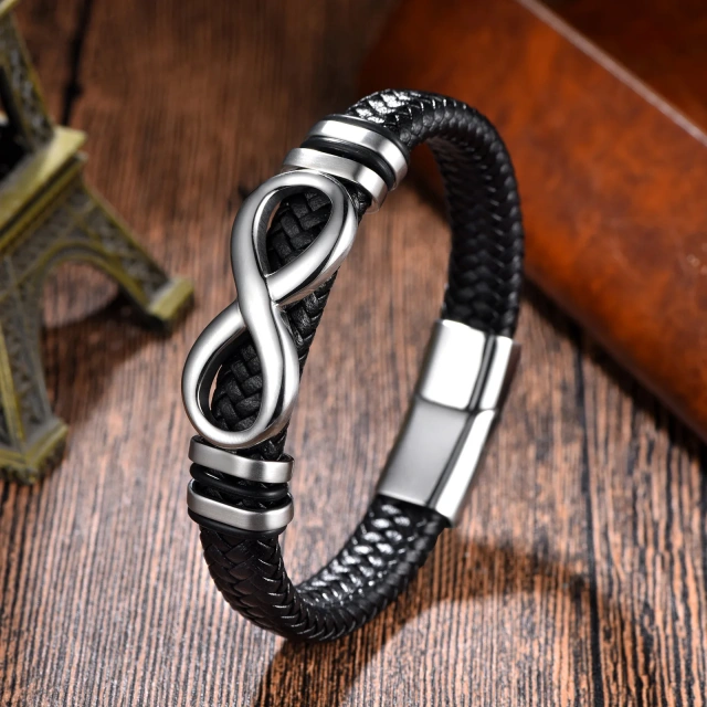 Ready to Ship High Quality Silver Black Gold Stainless Steel Leather Bracelet Custom Bracelet Man Bracelet Jewelri