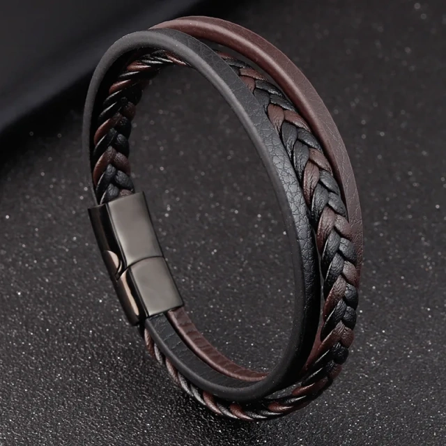 2023 Factory Customized Brown Black Bracelets Women Men Fashion Jewelry Leather Bracelet for Couple Bracelet