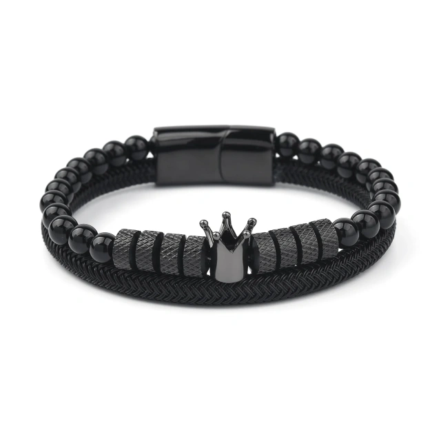 New Model Custom Men Boy Leather Bracelet Luxury Bracelet Stainless Steel Fashion Jewelry Bracelets