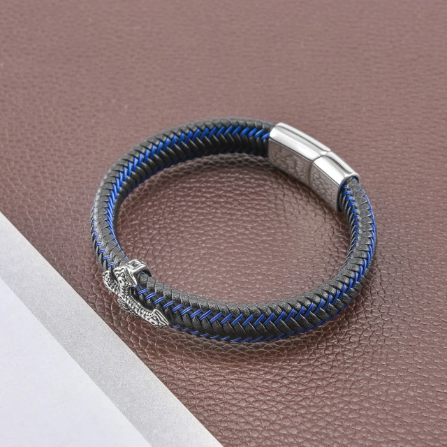 Fashion Jewelry Leather Bracelet Black Brown 316l Stainless Steel Clasp Men Bracelet for Men