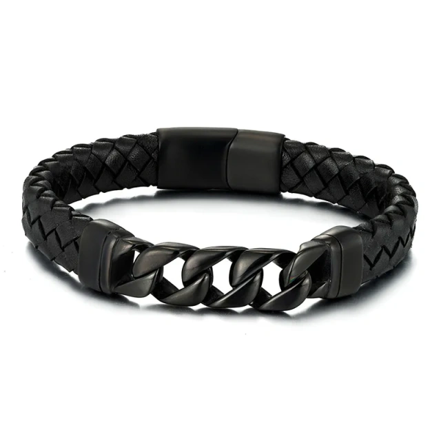 Customized Jewelry Stainless Steel Magnet Braided Bracelets for Men Leather Bracelets