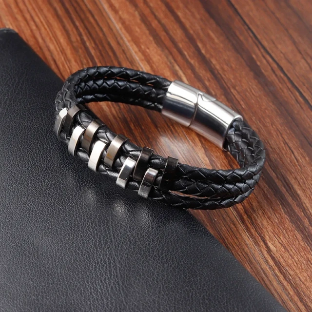 Custom Men Jewelry Handmade 21CM Wholesale Bracelets Steel Gold Plated Bracelet Braid Rope Bracelet