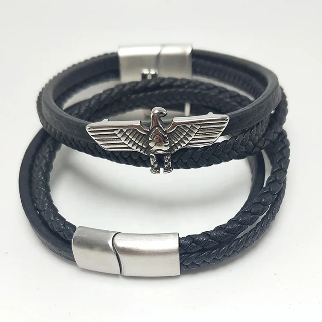Punk Style Retro Custom OEM Stylish Leather Wrap Bracelet for Men