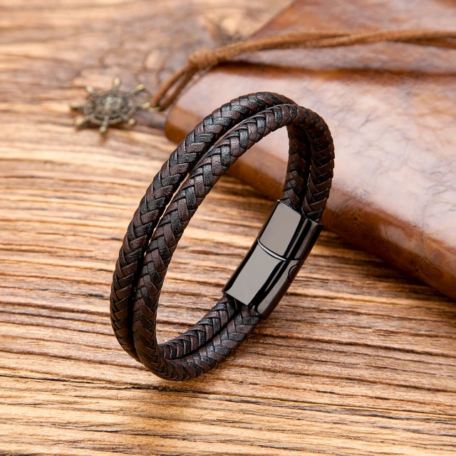 2024 Factory Wholesale Fashion Bracelet Accessories Men Stainless Steel Bracelet Leather Man Bracelet Chain