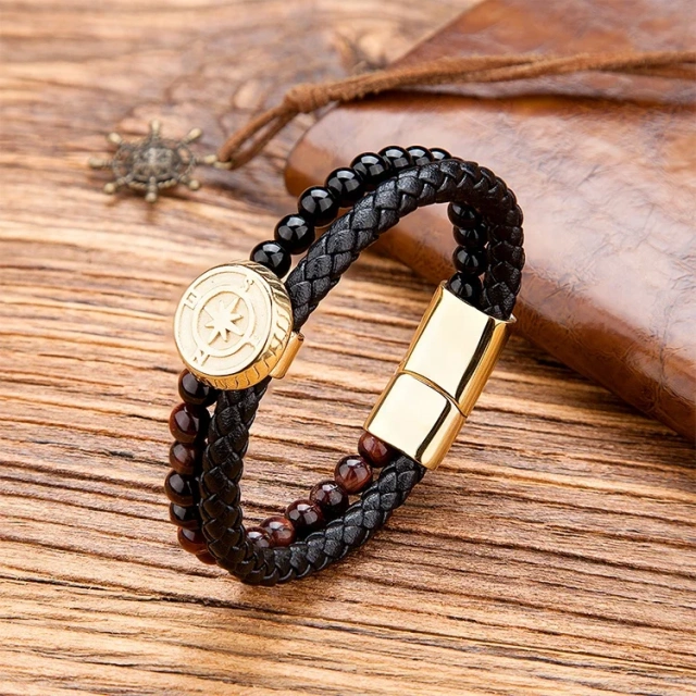 New Arrival Cool Magnetic-Clasp Braided Leather Bracelets for Men