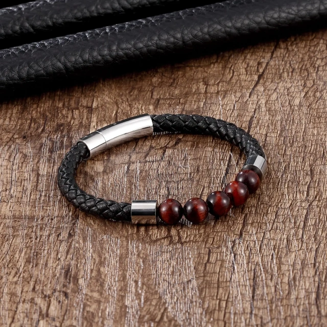 High Quality Fashion Stainless Steel Jewelry Silver Black Gold Plated Stainless Steel Bracelet for Men Leather Bracelet