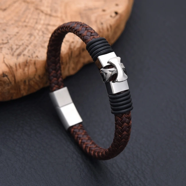 Wholesale Price Handmade Weaving Women Men Bracelet New Leather Bracelet Stainless Steel Jewelry Fashion Bracelet