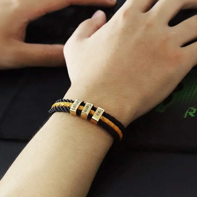 Retro Metal Leather Bracelets Sets Men Jewelry Vintage Handmade