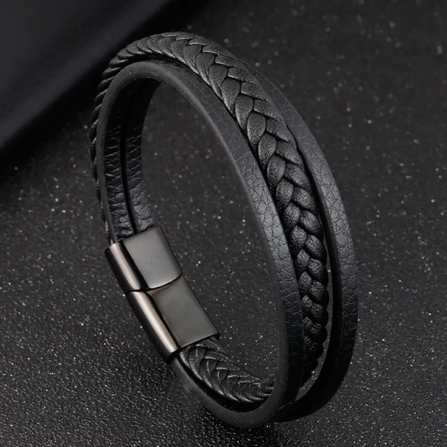 2023 Factory Customized Brown Black Bracelets Women Men Fashion Jewelry Leather Bracelet for Couple Bracelet