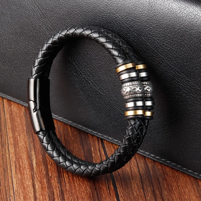 Cheap Mens Leather Bracelets with Best Price Men's Fashion Jewelry Mens Leather Bracelet Wholesale Directly