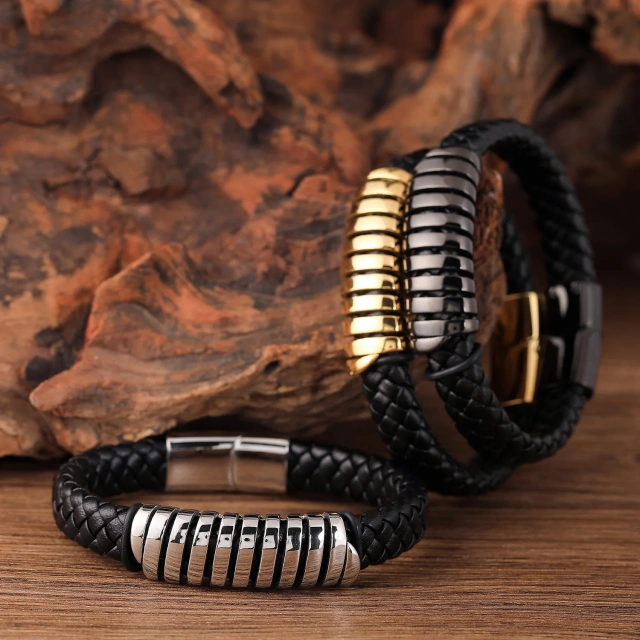 Best Selling Wholesale Price 19cm 21cm 23cm Steel Bracelet Bracelet Man Leather Bracelet Jewelry for Men Women
