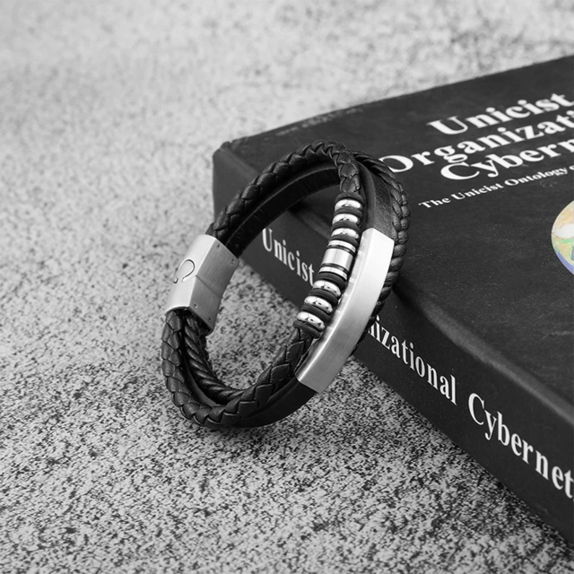 Wholesale Men Jewelry Bracelet Mens Magnetic Clasp Black Men Jewelry Bracelet Leather Bracelet