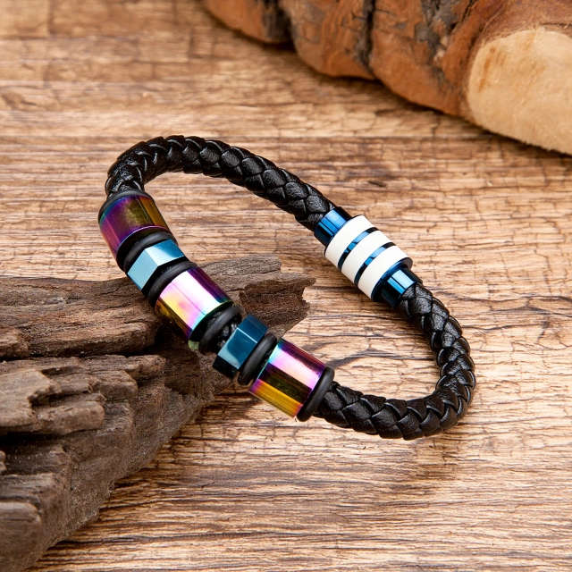 Luxury Fashion Jewelry Custom Bracelet Man Stainless Steel Bracelet Men Leather