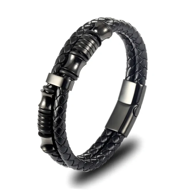 2024 Hot Sale Men Magnetic Bracelet Accessories Jewelry Leather Stainless Steel Bracelet for Men