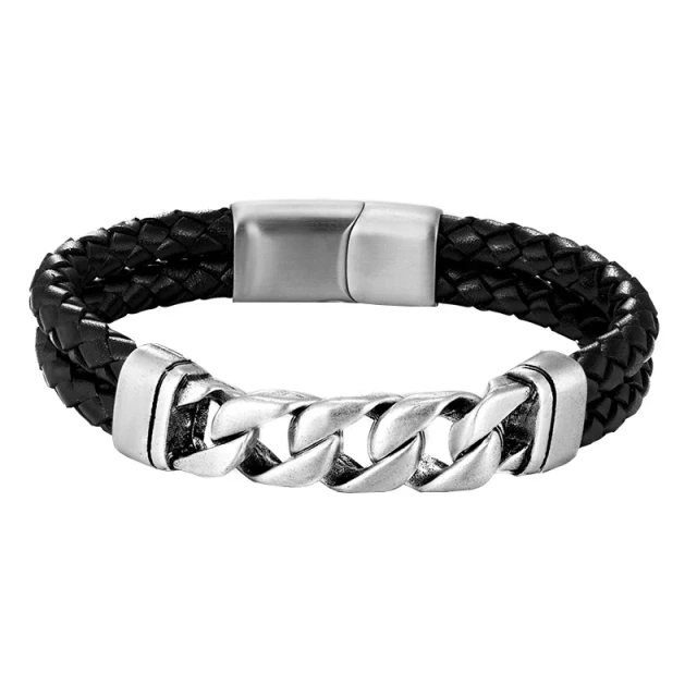 Customized Jewelry Stainless Steel Magnet Braided Bracelets for Men Leather Bracelets