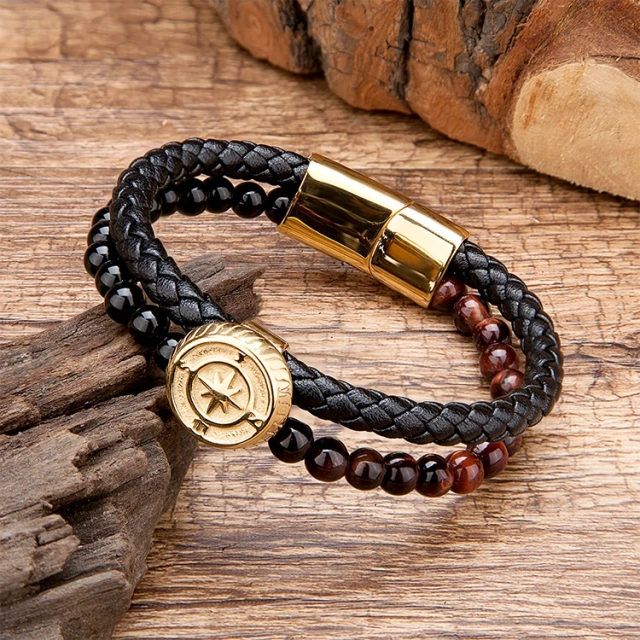 New Arrival Cool Magnetic-Clasp Braided Leather Bracelets for Men