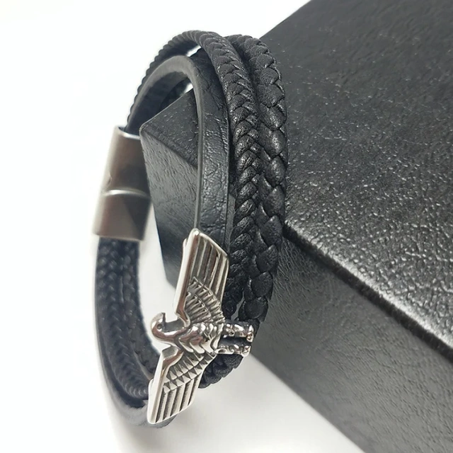 Punk Style Retro Custom OEM Stylish Leather Wrap Bracelet for Men