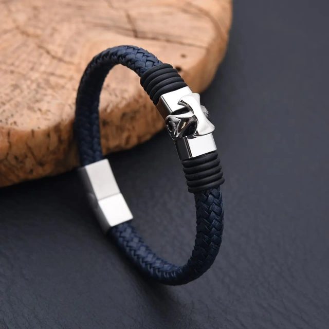 Fashion New Design Brown Black Mens Leather Bracelet Personalized Bracelet