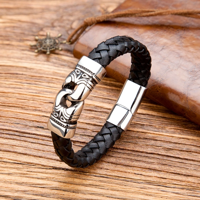 Fashion Mens Jewelry Leather Bracelete Braided Leather Bracelet for Men's Hand Bracelet