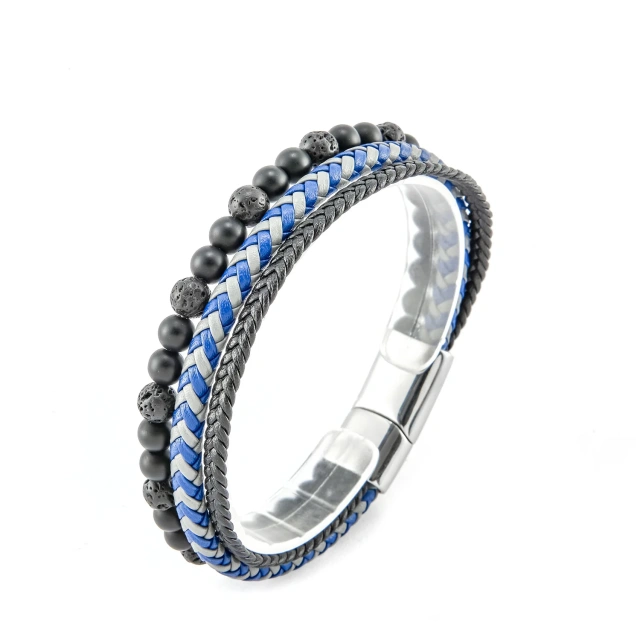 High Quality Vintage Sample Natural Stone Jewelry Tiger Eye Mens Leather Beaded Bracelet