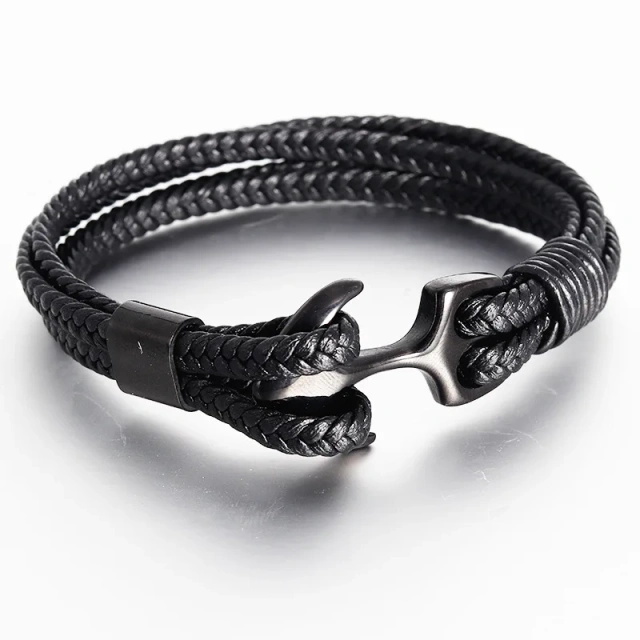 New Stock Retro Simple Real Genuine Leather Bracelet Punk Rock Men Leather Bracelet