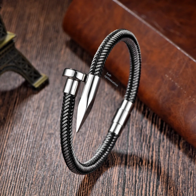 Factory Direct Sales New Simple Personalized Stainless Steel Charm Bracelets Men's Bracelet Wire Bracelet