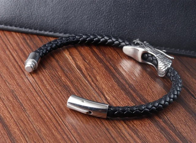 Wholesale Price Leather Bracelet Factory Cheap Mens Leather Bracelets Stainless Steel Chain Bracelet