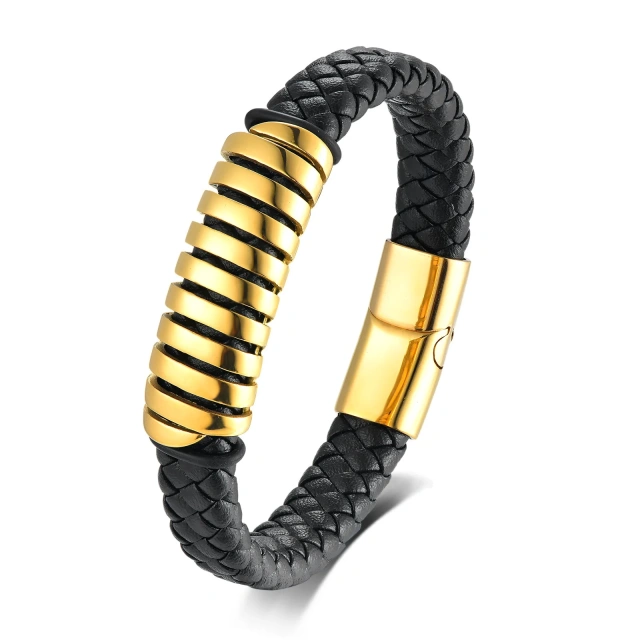 Best Selling Wholesale Price 19cm 21cm 23cm Steel Bracelet Bracelet Man Leather Bracelet Jewelry for Men Women
