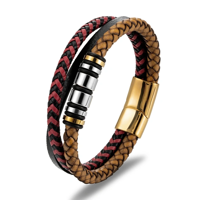 Hot-Selling Men's Leather Bracelet Rope Hand-Woven Leather with Trendy Butterfly Engraving Men Jewelry