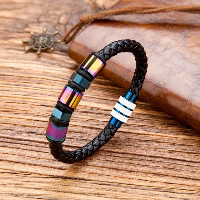 Luxury Fashion Jewelry Custom Bracelet Man Stainless Steel Bracelet Men Leather