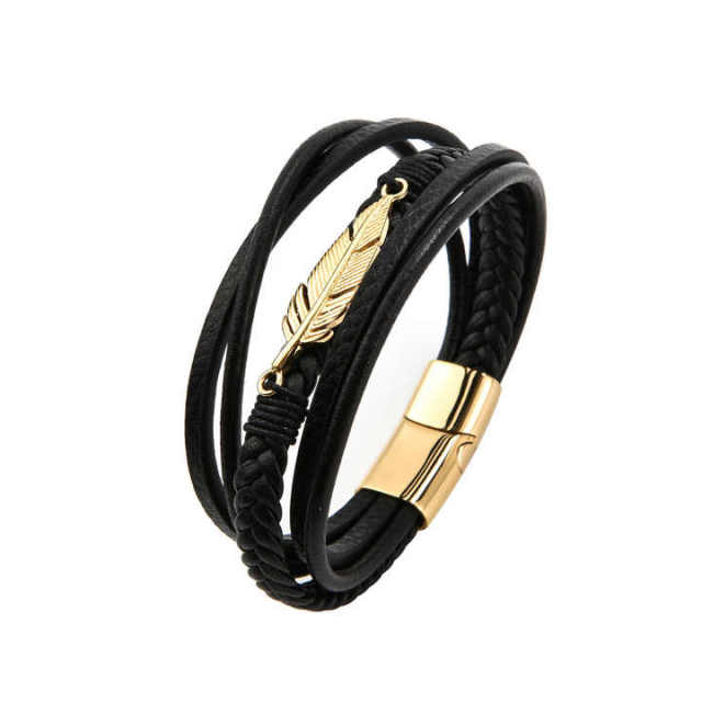 Wholesale Luxury Accessories Jewelry Mens Magnetic Clasp Men Jewelry Bracelet Leather Bracelet