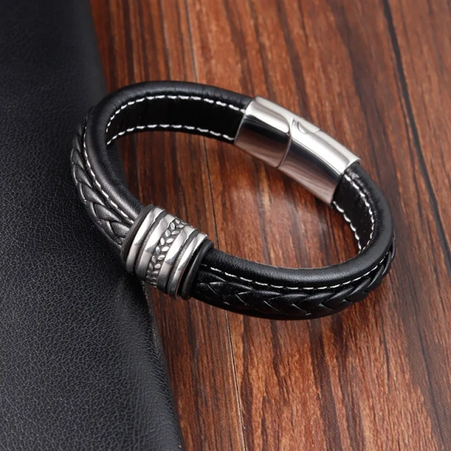 Luxury Men Leather Bracelet Supplier Directly Sell Real Leather Bracelets and Bangles Wholesales