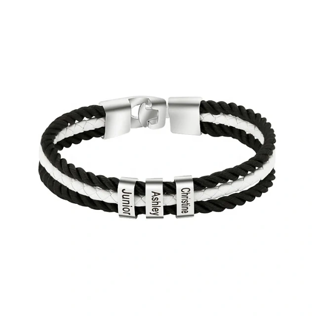 Retro Metal Leather Bracelets Sets Men Jewelry Vintage Handmade