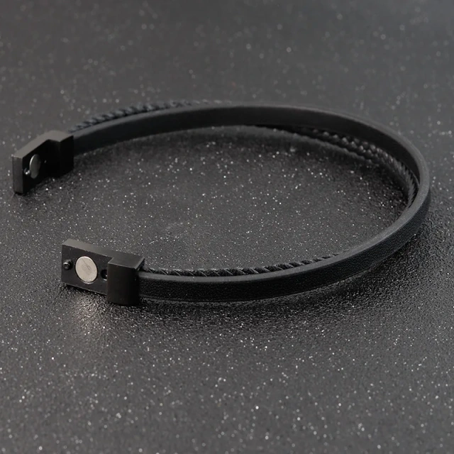High Quality Wholesale Custom Fashion Braided Wristband Bangle Leather Stainless Steel Bracelet for Men Bracelet